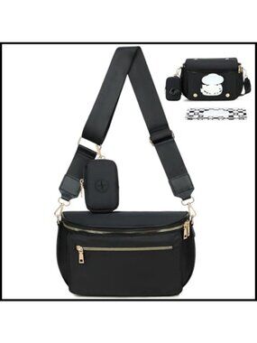 Nylon Waist Pack Diaper Bag Crossbody with Wipes Dispenser